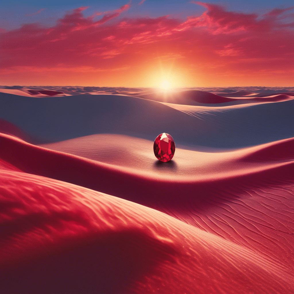 صورة لحجر الياقوت جميل موضوعة بعناية في وسط الصحراء.